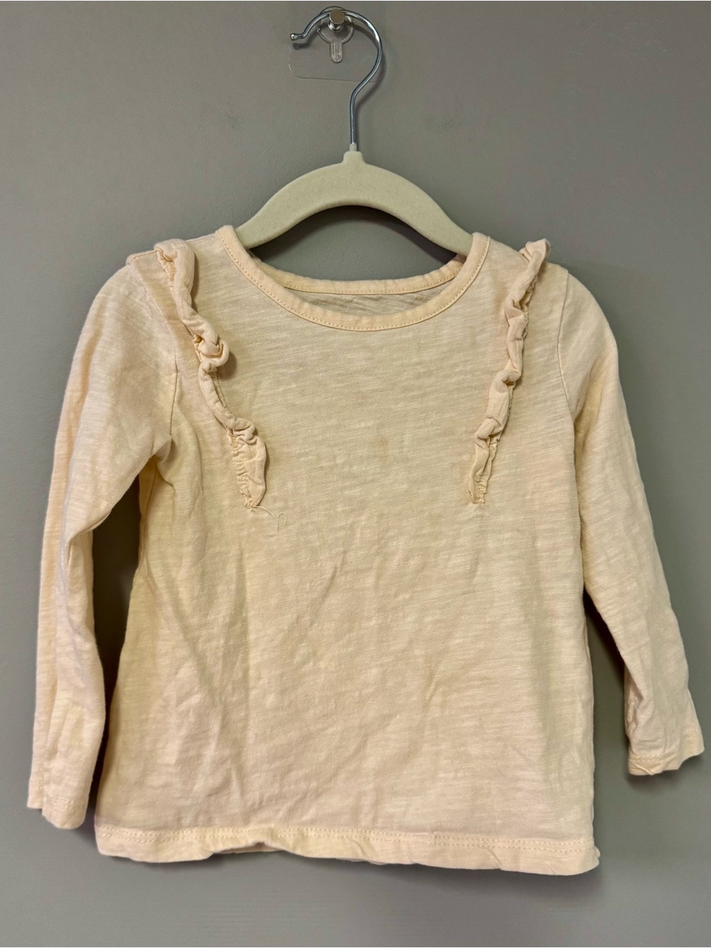 Girls' Long-Sleeve Ruffle Tee - light pink / peach